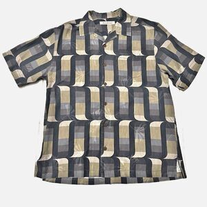 Tommy Bahama Geometric Silk Hawaiian Shirt Size Medium